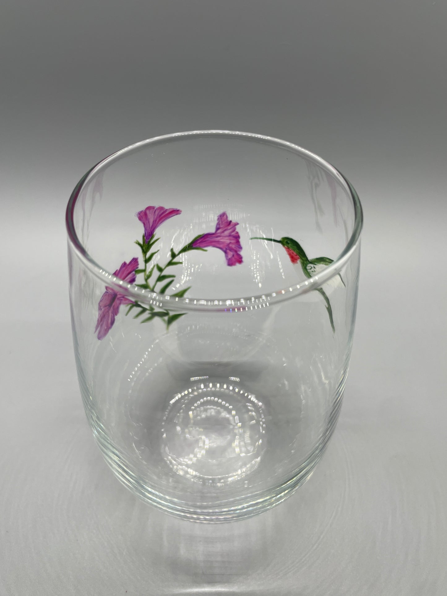 Hummingbird with Petunias Stemless Tumbler