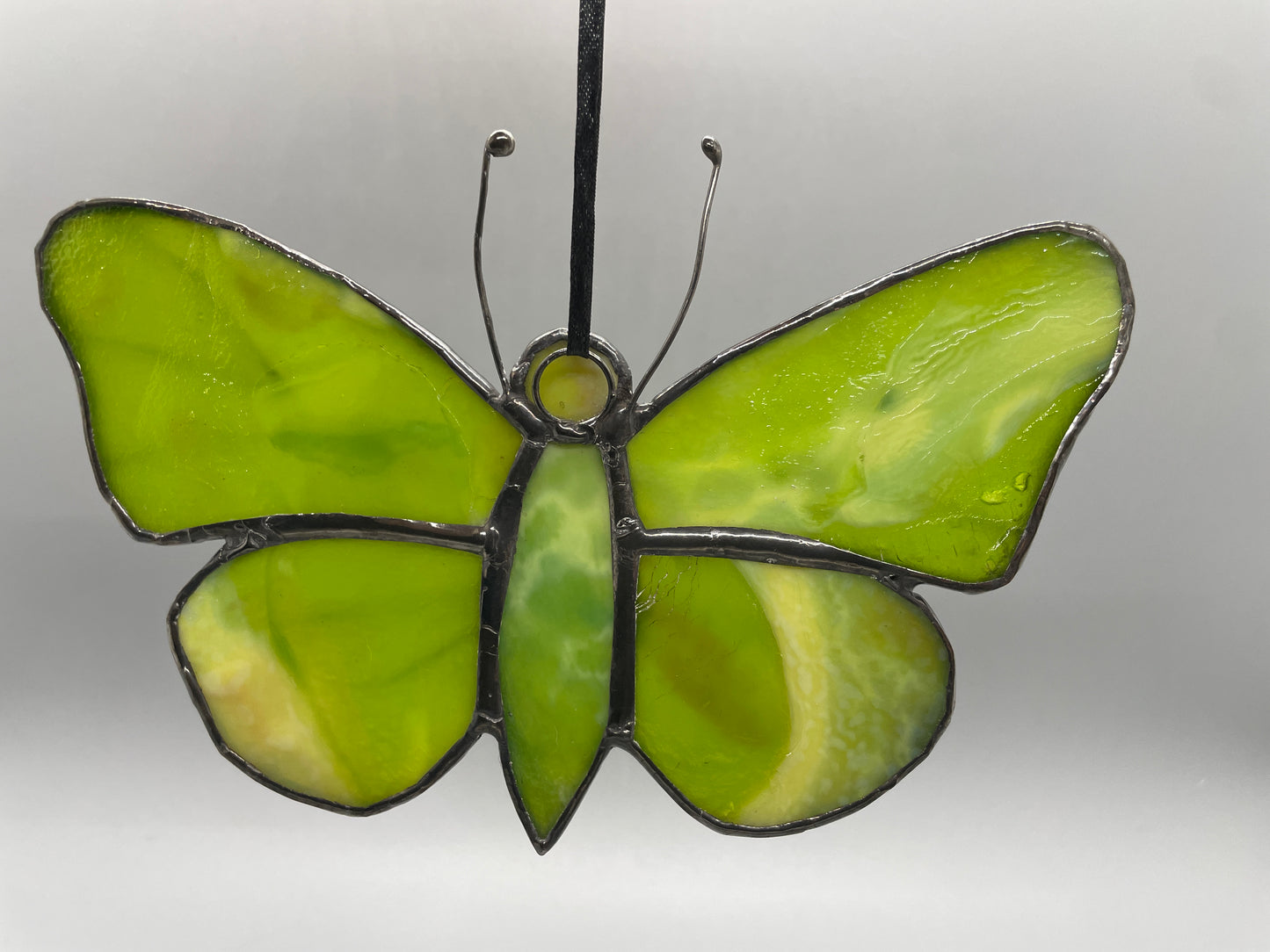 Green Butterfly Stained Glass Suncatcher | Nature Window Art