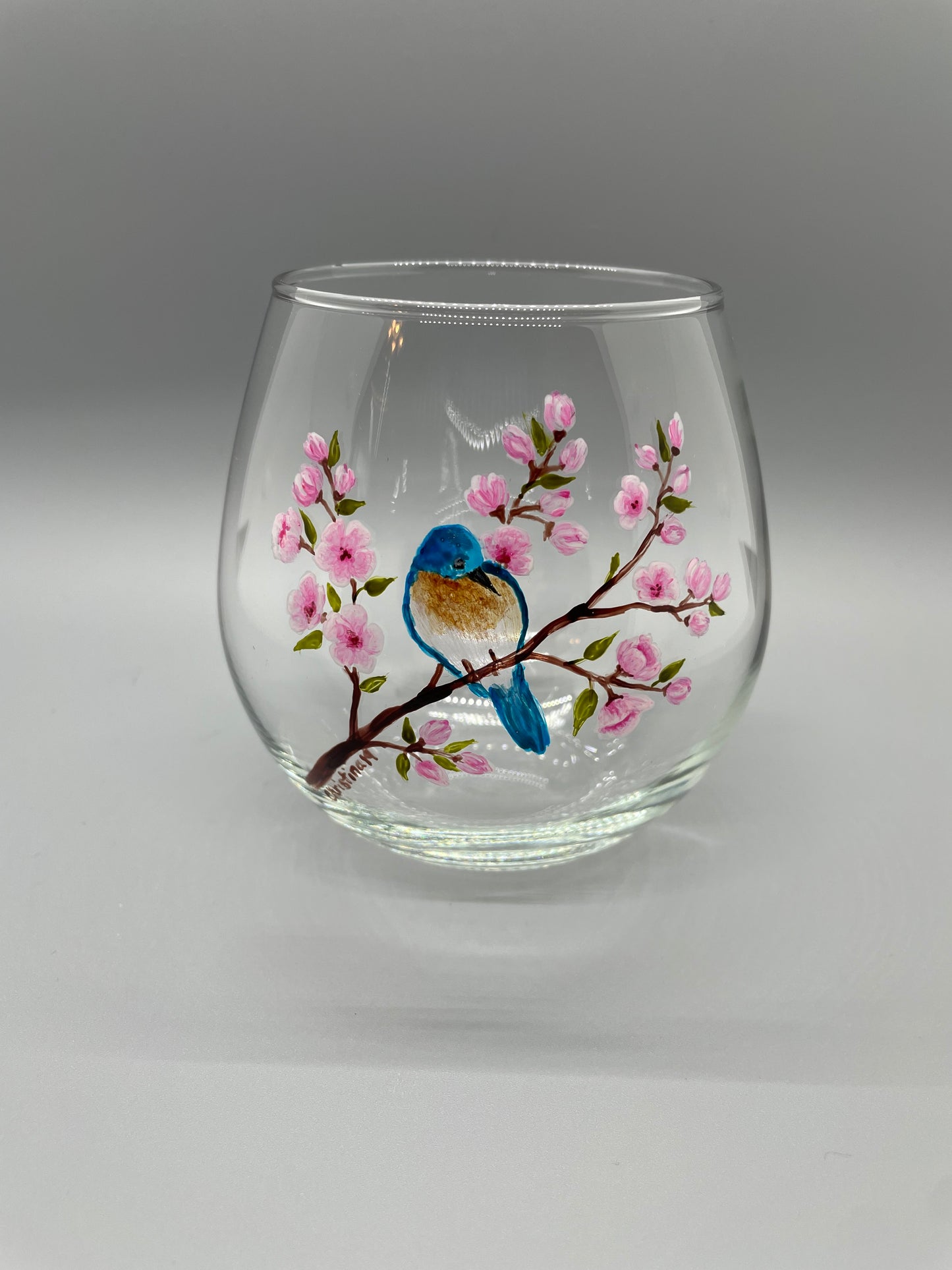 Bluebird and Blossoms, 20 oz stemless