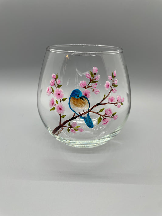 Bluebird and Blossoms, 20 oz stemless