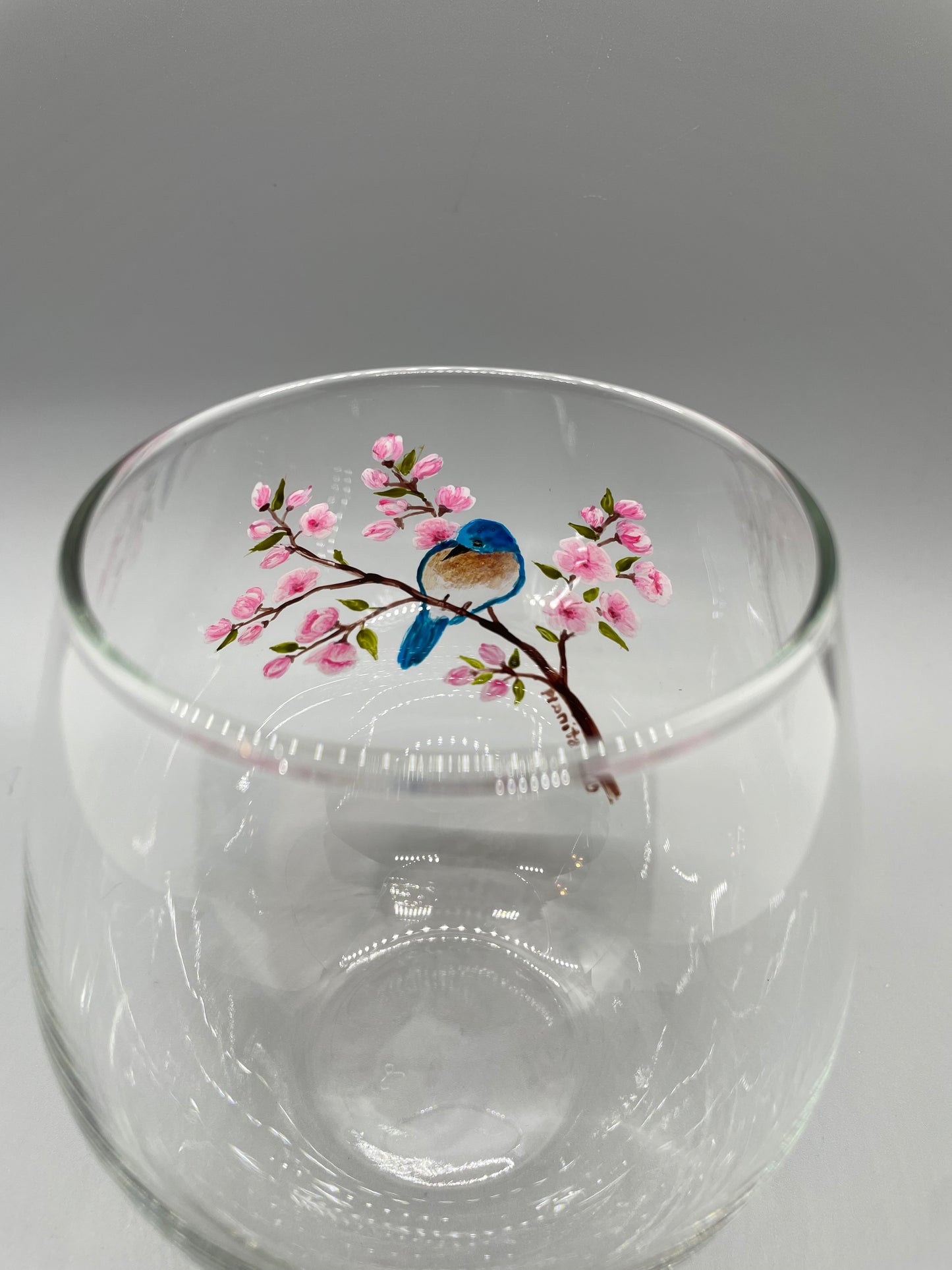 Bluebird and Blossoms, 20 oz stemless