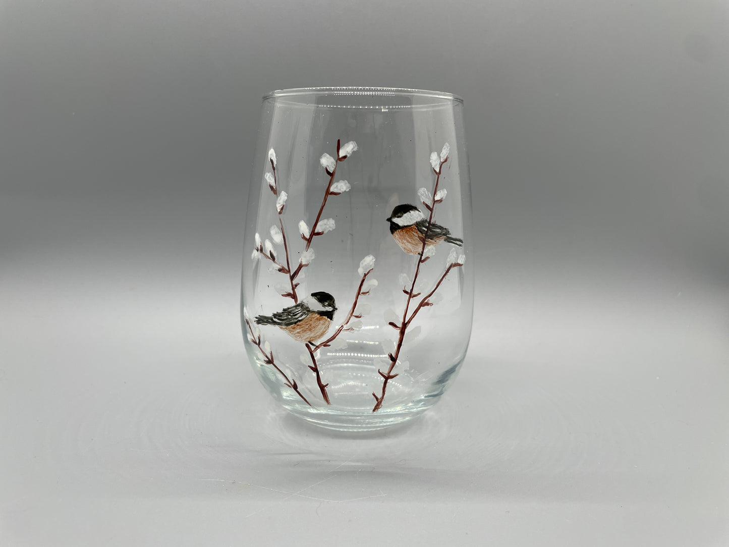 Chickadees on Pussy Willow Branches