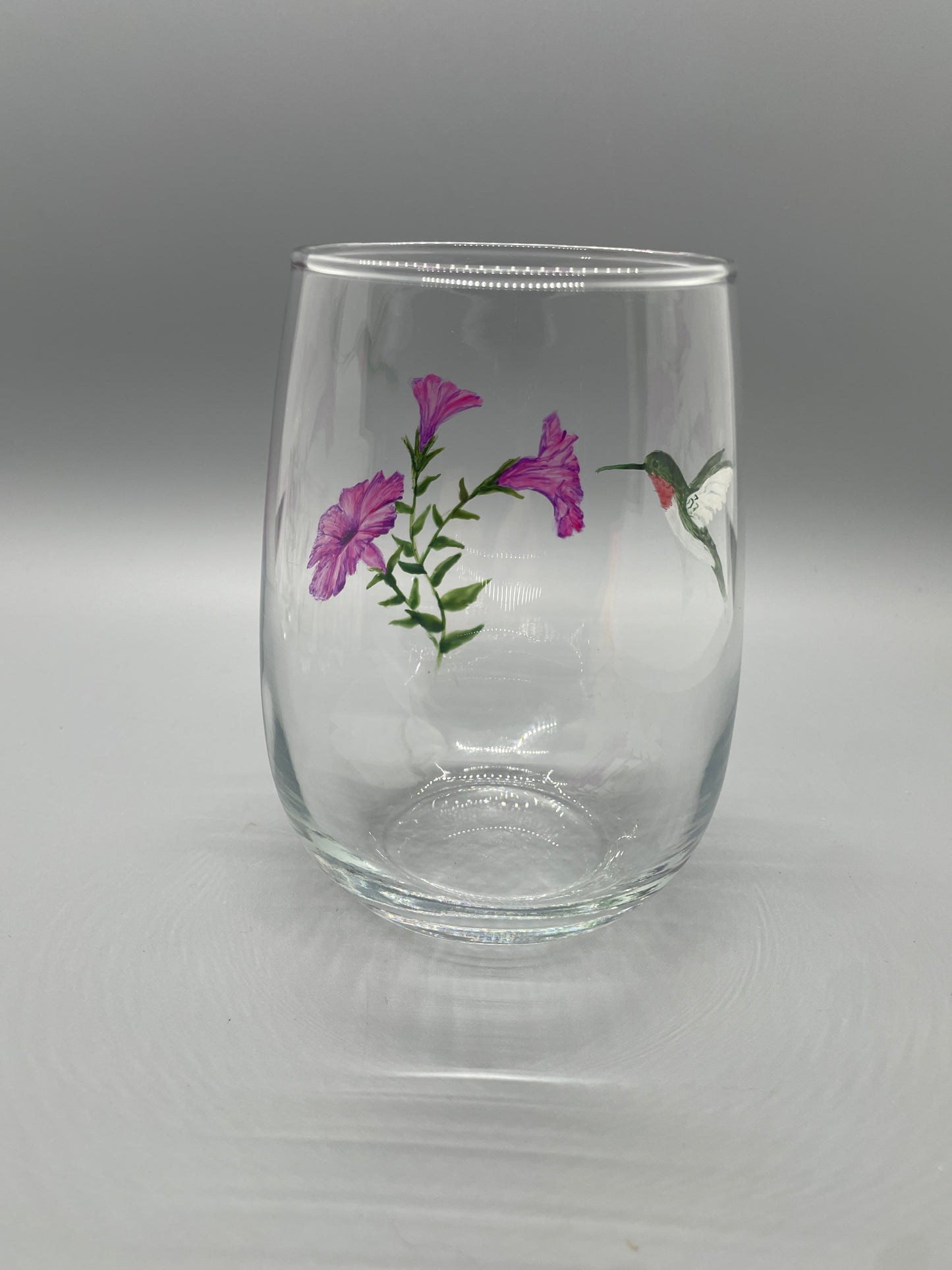 Hummingbird with Petunias Stemless Tumbler