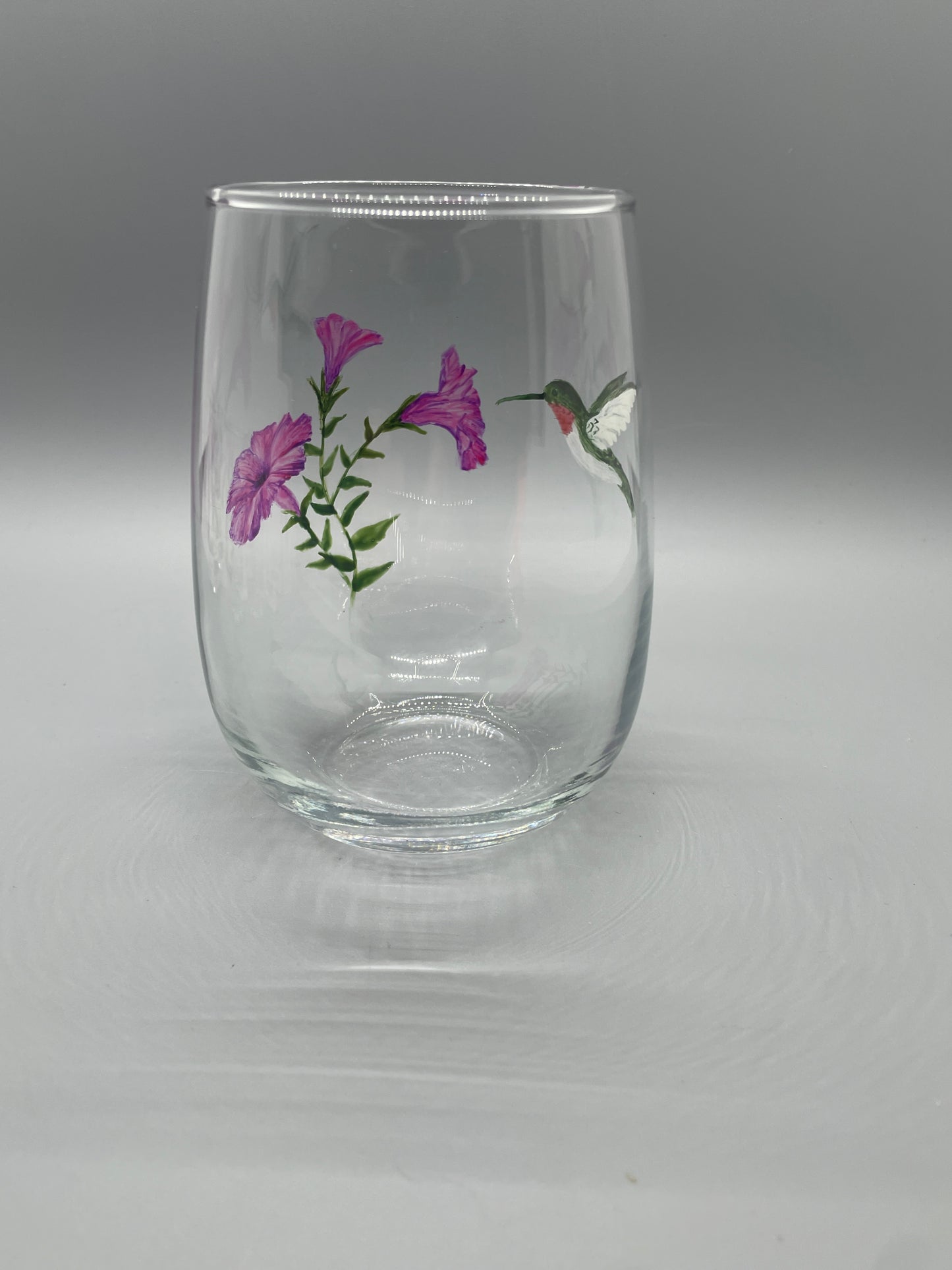 Hummingbird with Petunias Stemless Tumbler