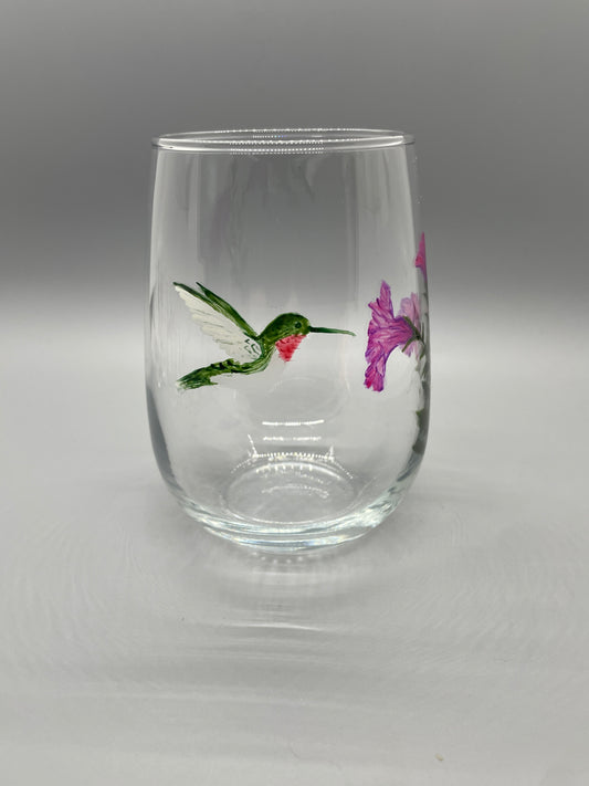 Hummingbird with Petunias Stemless Tumbler