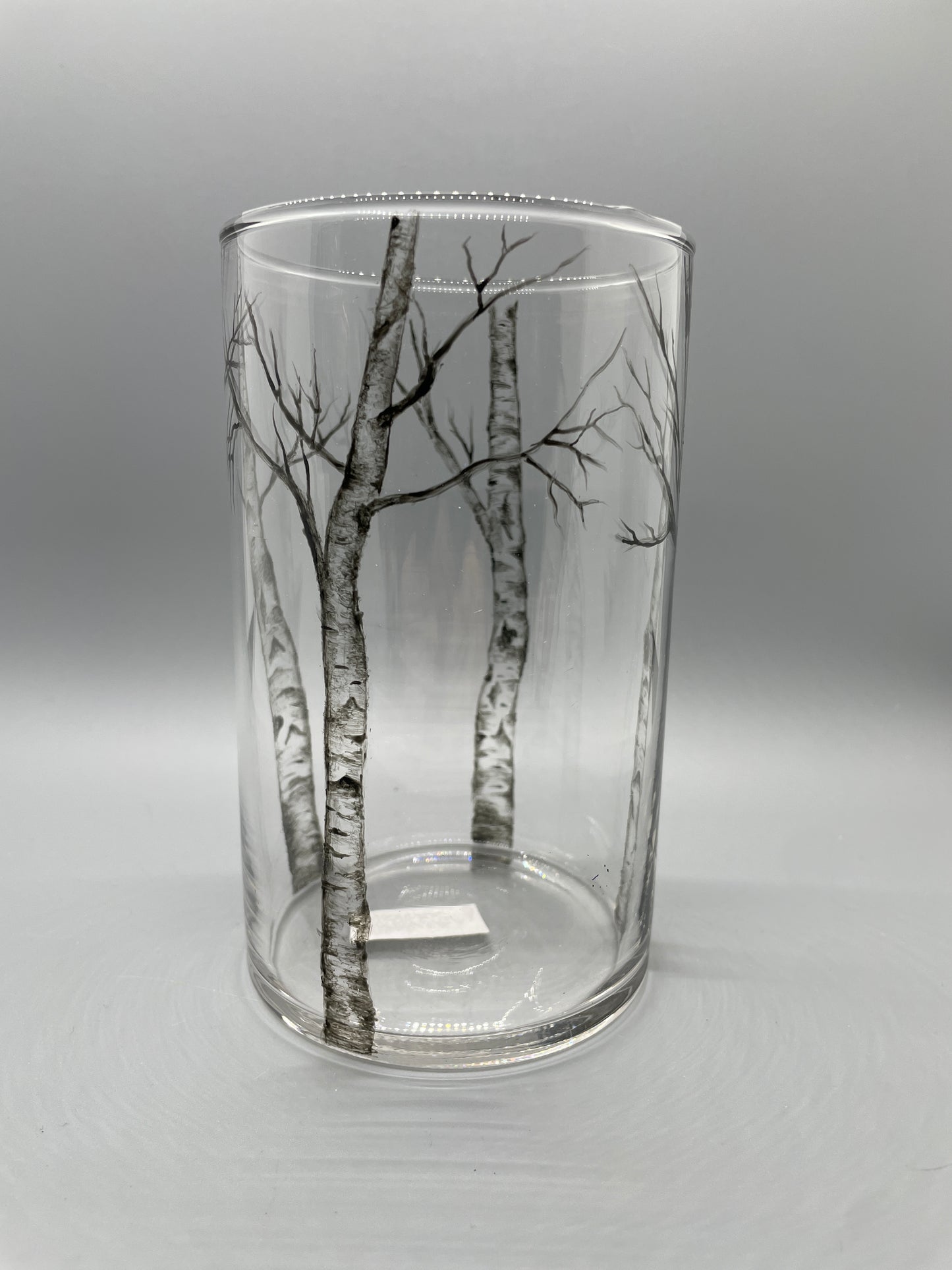 Birch Tree Hand-Painted Glass Vase & Candle Holder | Woodland Art Glass