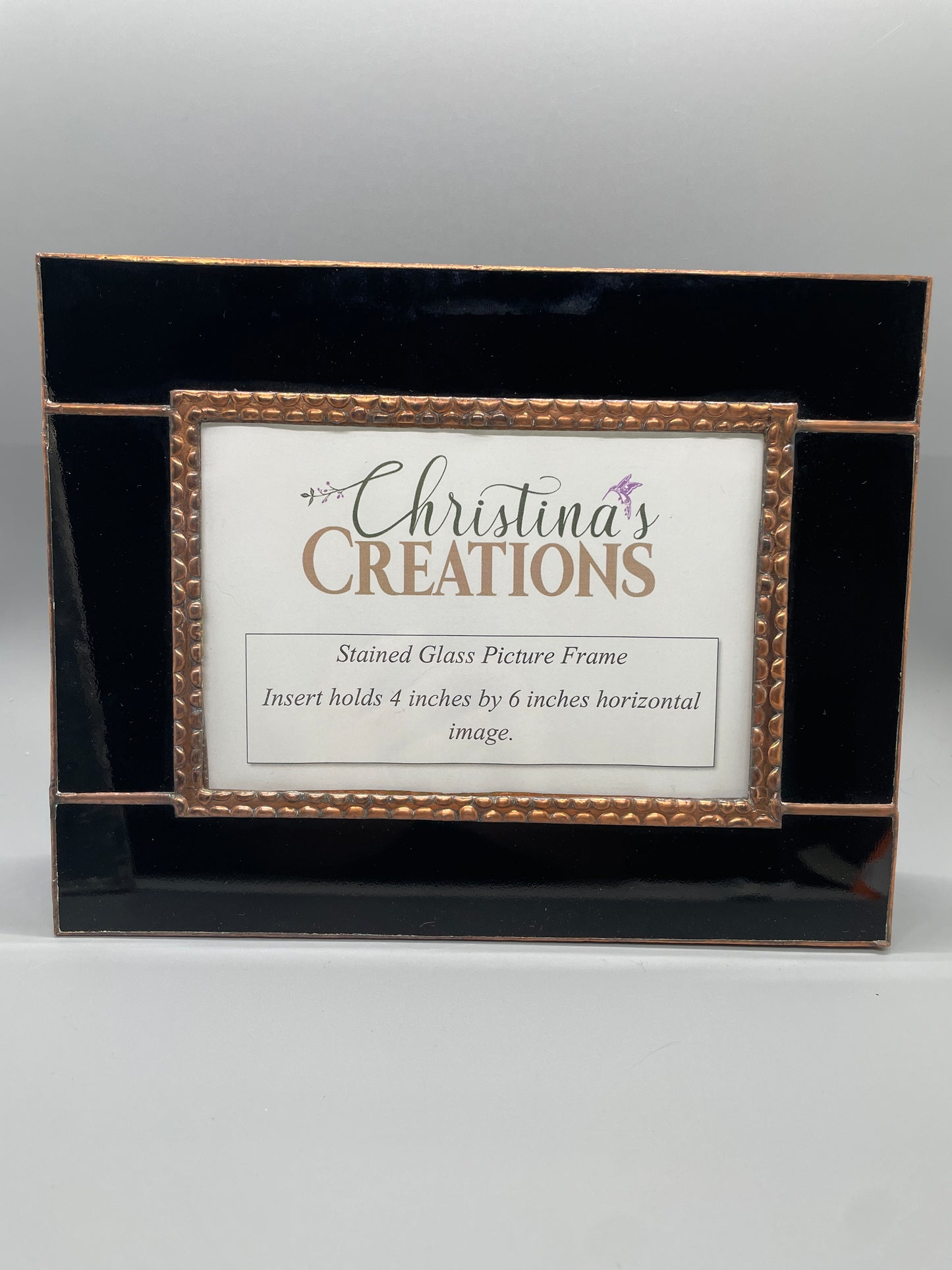 Stained Glass Picture Frame, Black and Copper