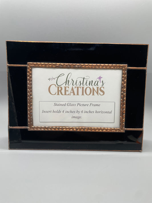 Stained Glass Picture Frame, Black and Copper