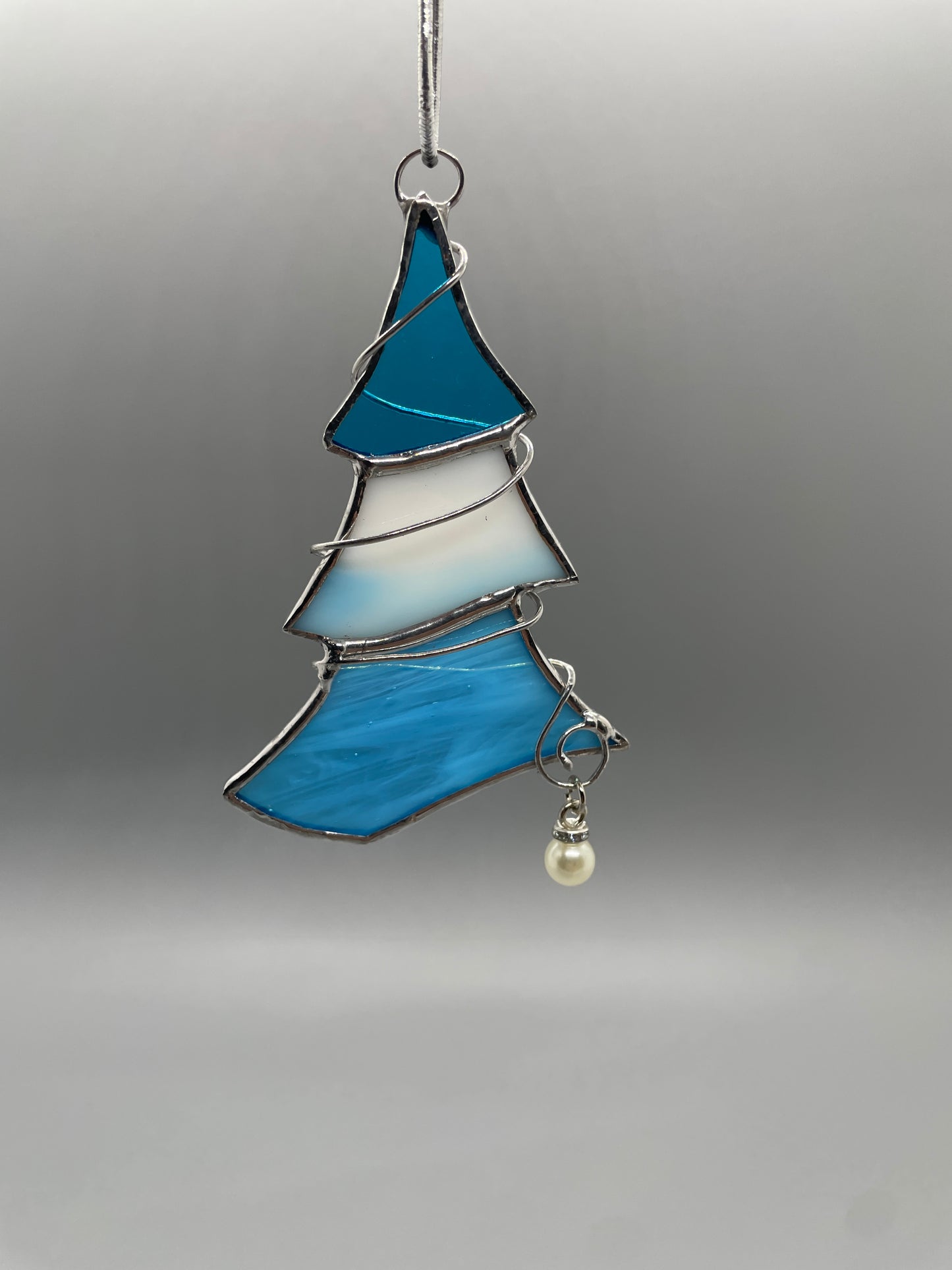 Whimsical Winter Tree Stained-Glass Ornament | Christmas Window Decor